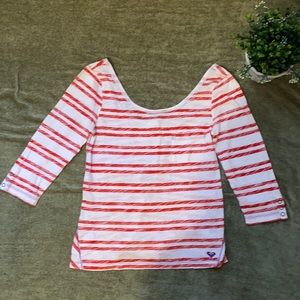 Roxy striped 3/4 sleeve shirt